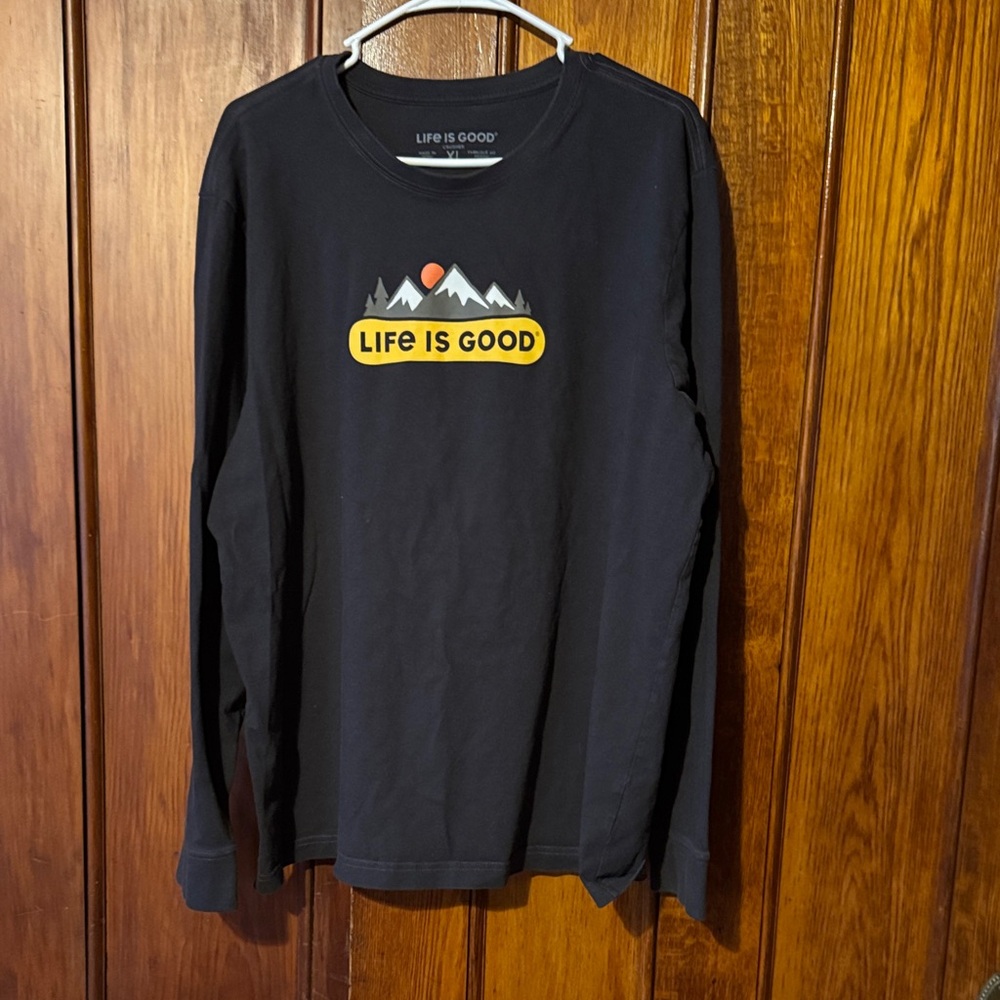 Life Is Good Black Long Sleeve with Mountain Graphic